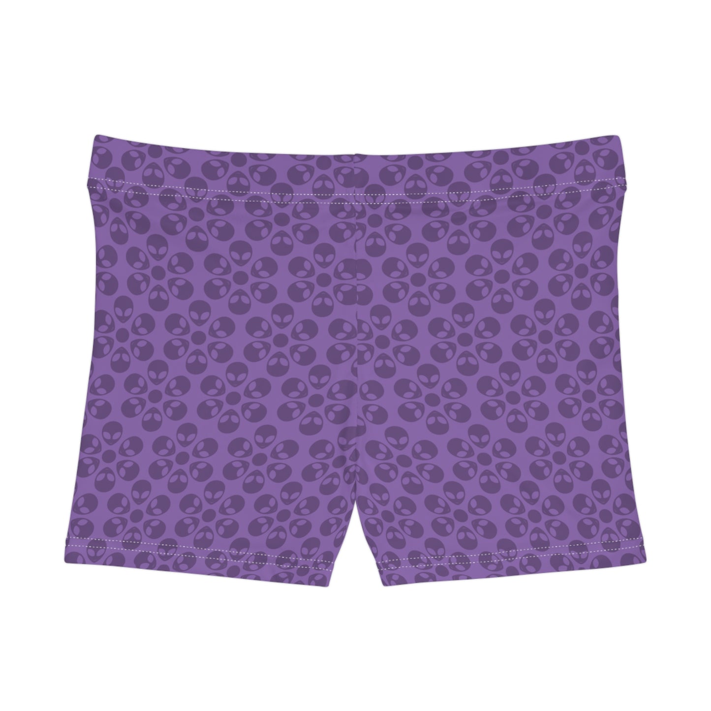 Alien Pattern Womens Shorts for Casual Summer Days Beach Wear Festival Outfit Relaxed Style Alien Flowers Light Purple