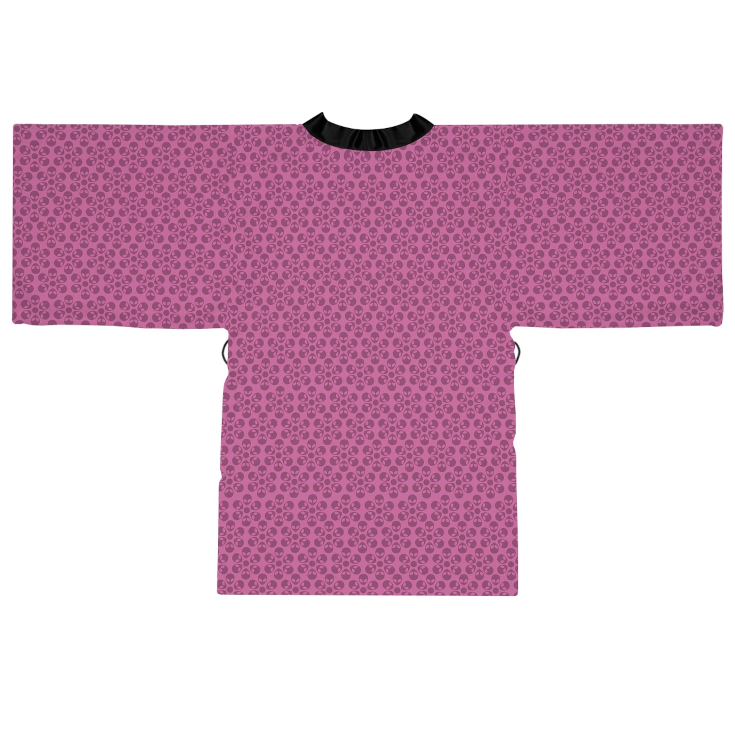 Chic Floral Long Sleeve Kimono Robe Bohemian Loungewear Relaxation Gift Spa Day Essential Cozy Home Attire Trendy Style Alien Flowers Light Pink