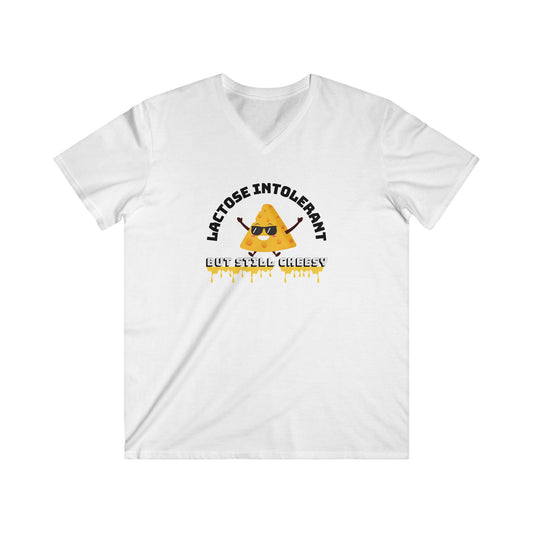 Lactose Intolerant Humor V-Neck Tee, Funny Lactose Intolerant Shirt, Gift for Cheese Lovers, Cute Funny T-Shirt, Men’s Casual Wear