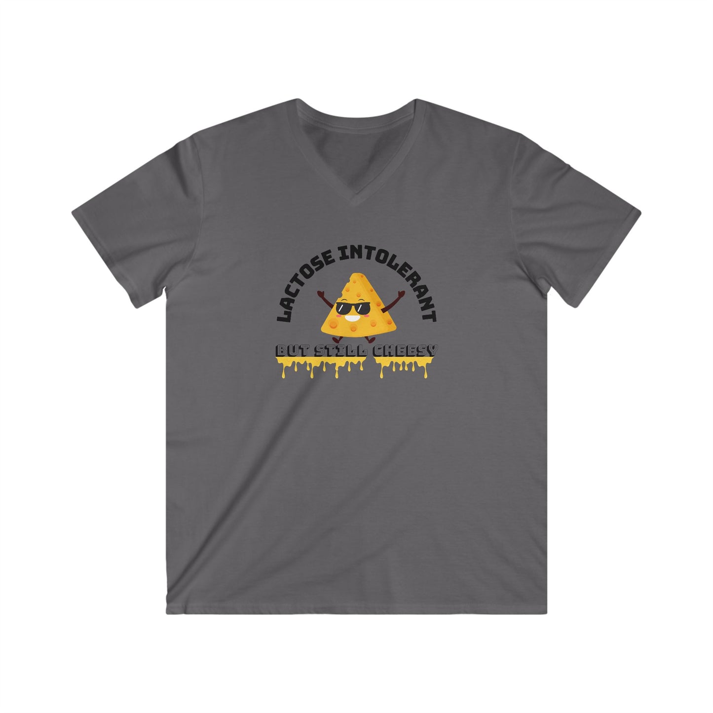 Lactose Intolerant Humor V-Neck Tee, Funny Lactose Intolerant Shirt, Gift for Cheese Lovers, Cute Funny T-Shirt, Men’s Casual Wear