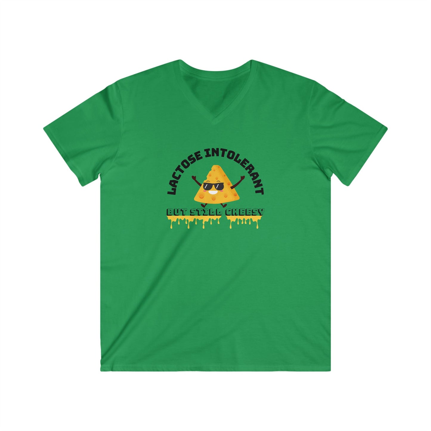 Lactose Intolerant Humor V-Neck Tee, Funny Lactose Intolerant Shirt, Gift for Cheese Lovers, Cute Funny T-Shirt, Men’s Casual Wear