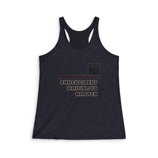 Funny Women's Racerback Tank, Snackcident Waiting to Happen, Workout Top, Gift for Foodies, Summer Casual Wear, Birthday Gift