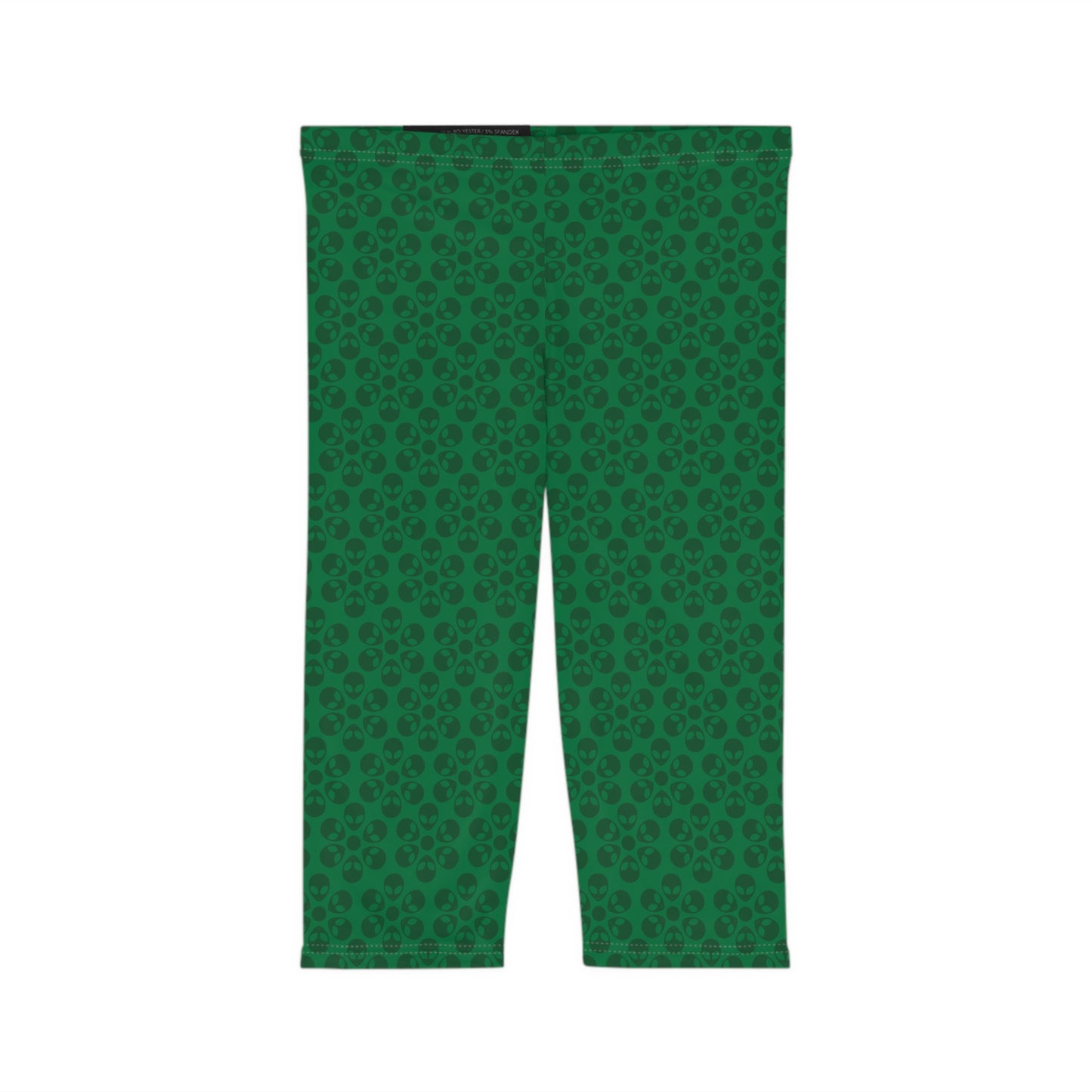 Women’s Capri Leggings Alien Flowers Dark Green