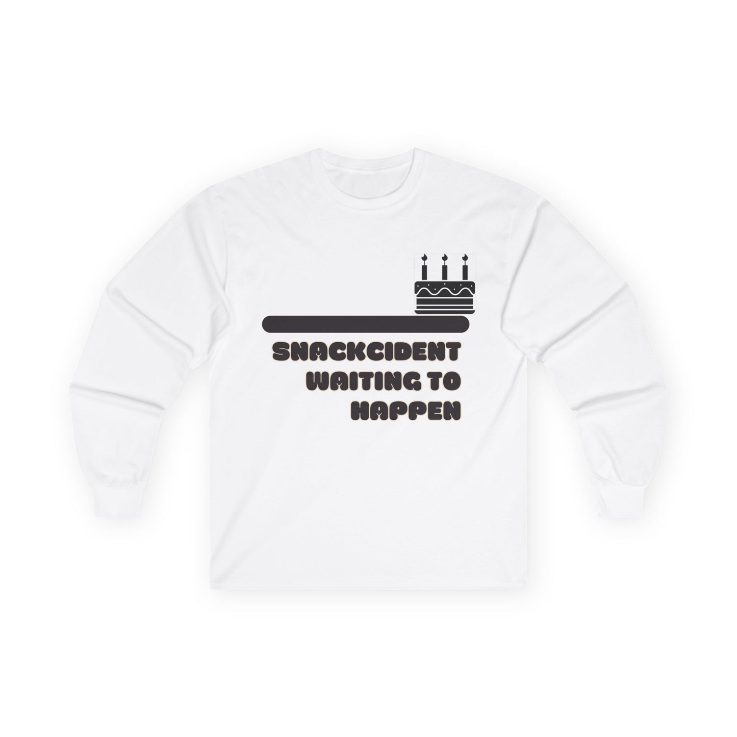 Snackcident Waiting to Happen Long Sleeve Tee - Funny Gift for Food Lovers, Birthday, or Casual Wear, Ideal for Snacking Events, [...]