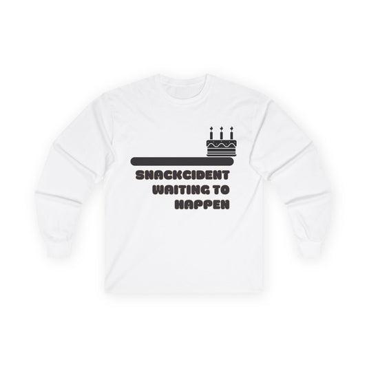 Snackcident Waiting to Happen Long Sleeve Tee - Funny Gift for Food Lovers, Birthday, or Casual Wear, Ideal for Snacking Events, [...]