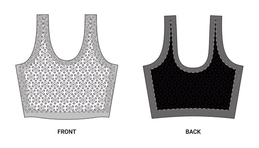 Polyester Sports Bra  Alien Flowers Grey