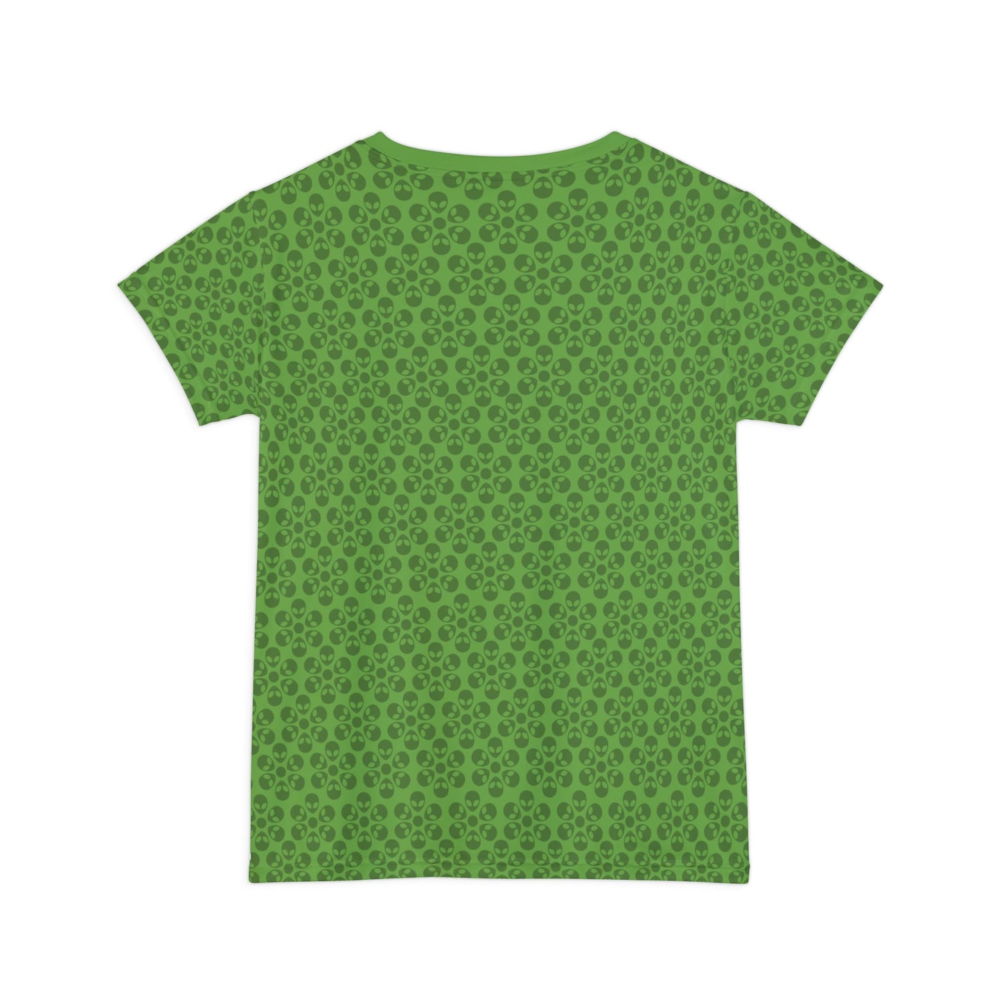 Womens Short Sleeve Shirt Alien Flowers Green