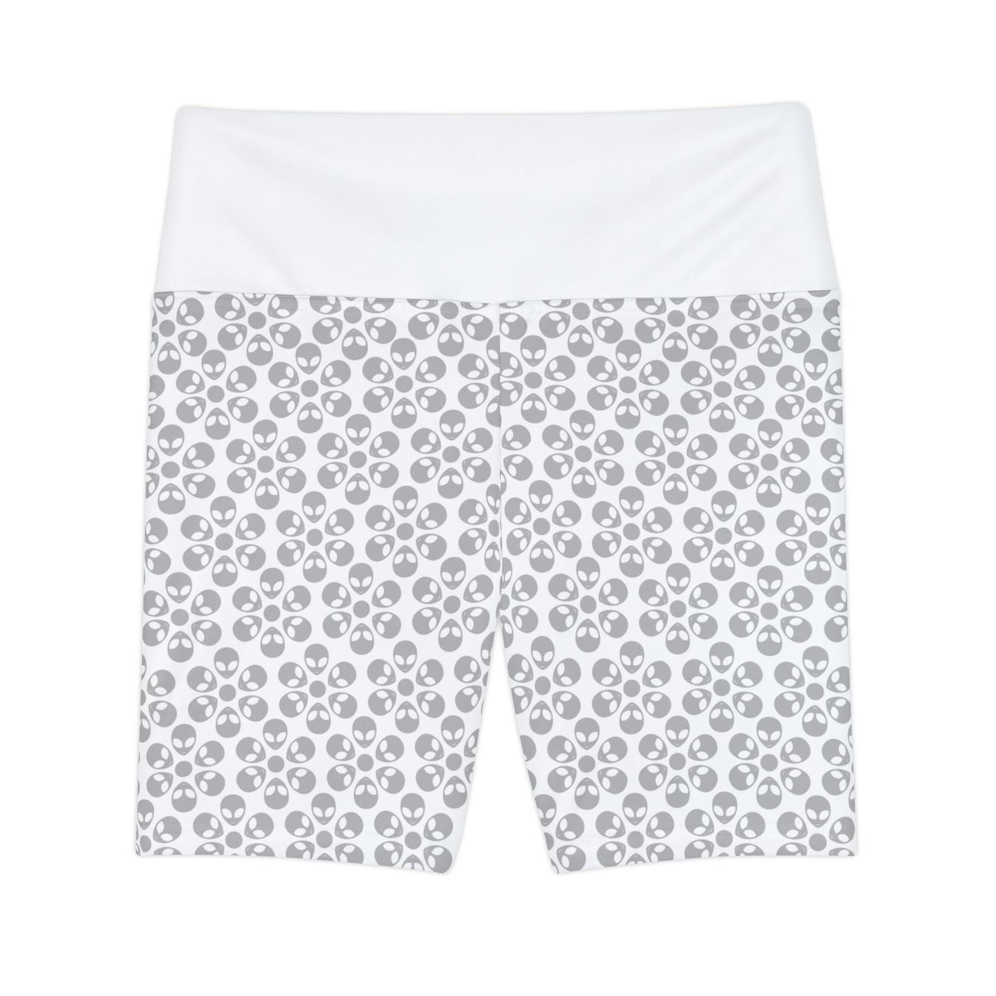 Womens Workout Shorts  Alien Flowers White
