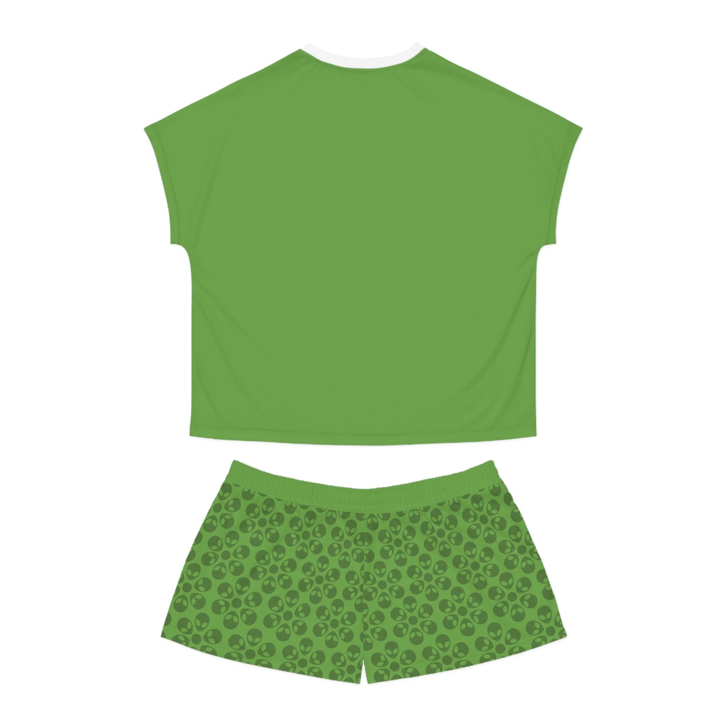 Stylish Womens Pajama Set Cozy Sleepwear AOP Floral Print Perfect for Lounging Gift for Her Summer Nights Relaxation Alien Flowers Green