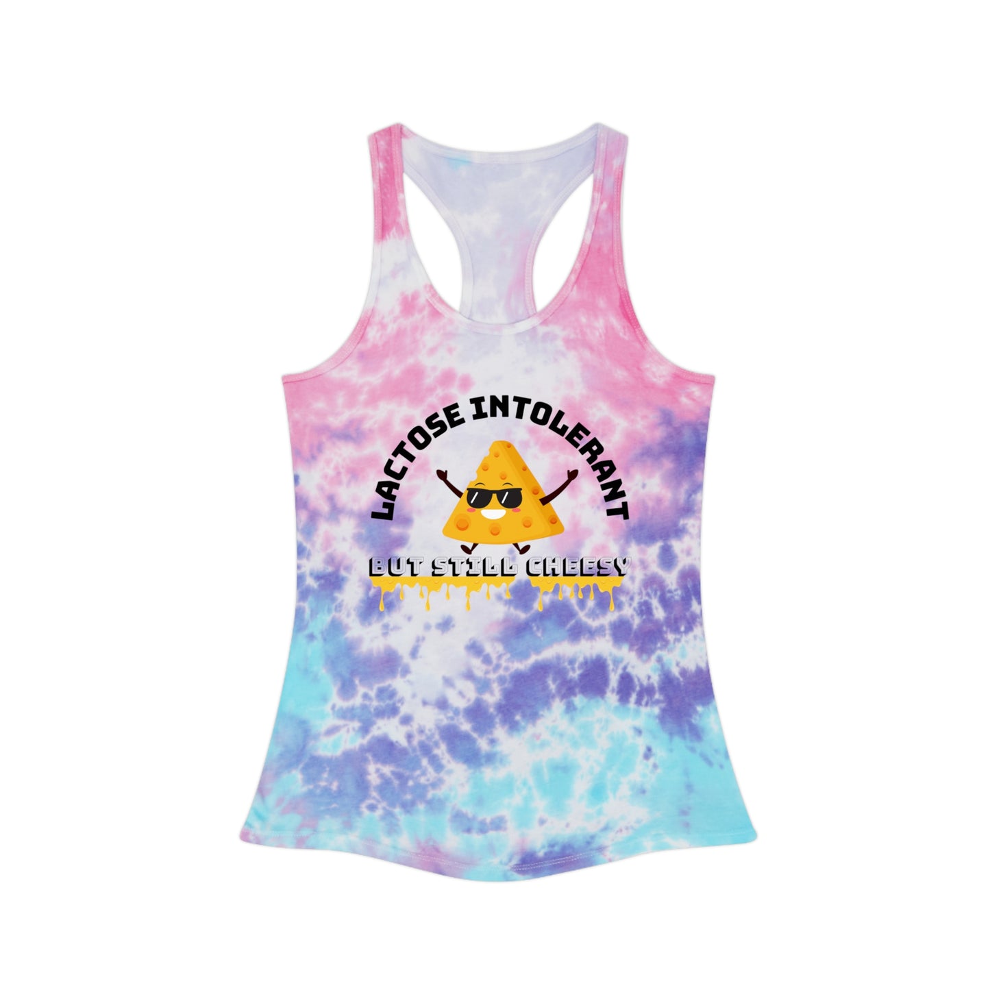 Funny Tie Dye Racerback Tank Top, Unique Gift for Lactose Intolerant Friends, Summer Vibes, Funny Tee for Parties or Workouts, [...]