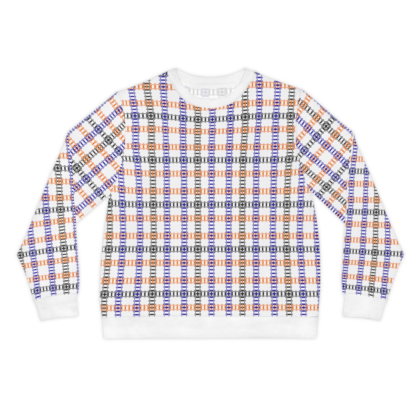 Vibrant Plaid Lightweight Sweatshirt Cozy Fall Attire Casual Wear Perfect for Autumn Gatherings Stylish Layering Option Train Tracks Pink