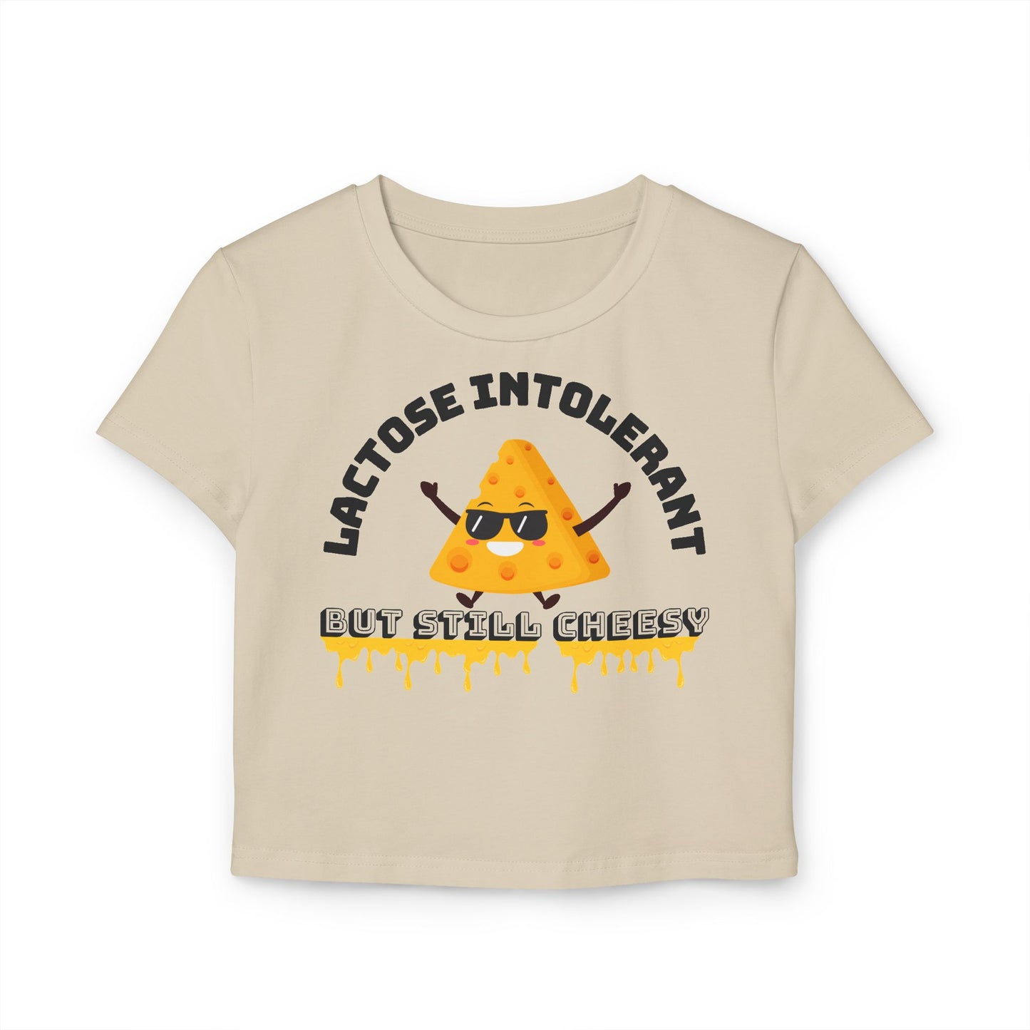 Cheesy Lactose Intolerant Baby Tee, Funny T-Shirt, Gift for Foodies, Cute Casual Wear, Great for Parties, Fun Holiday Top