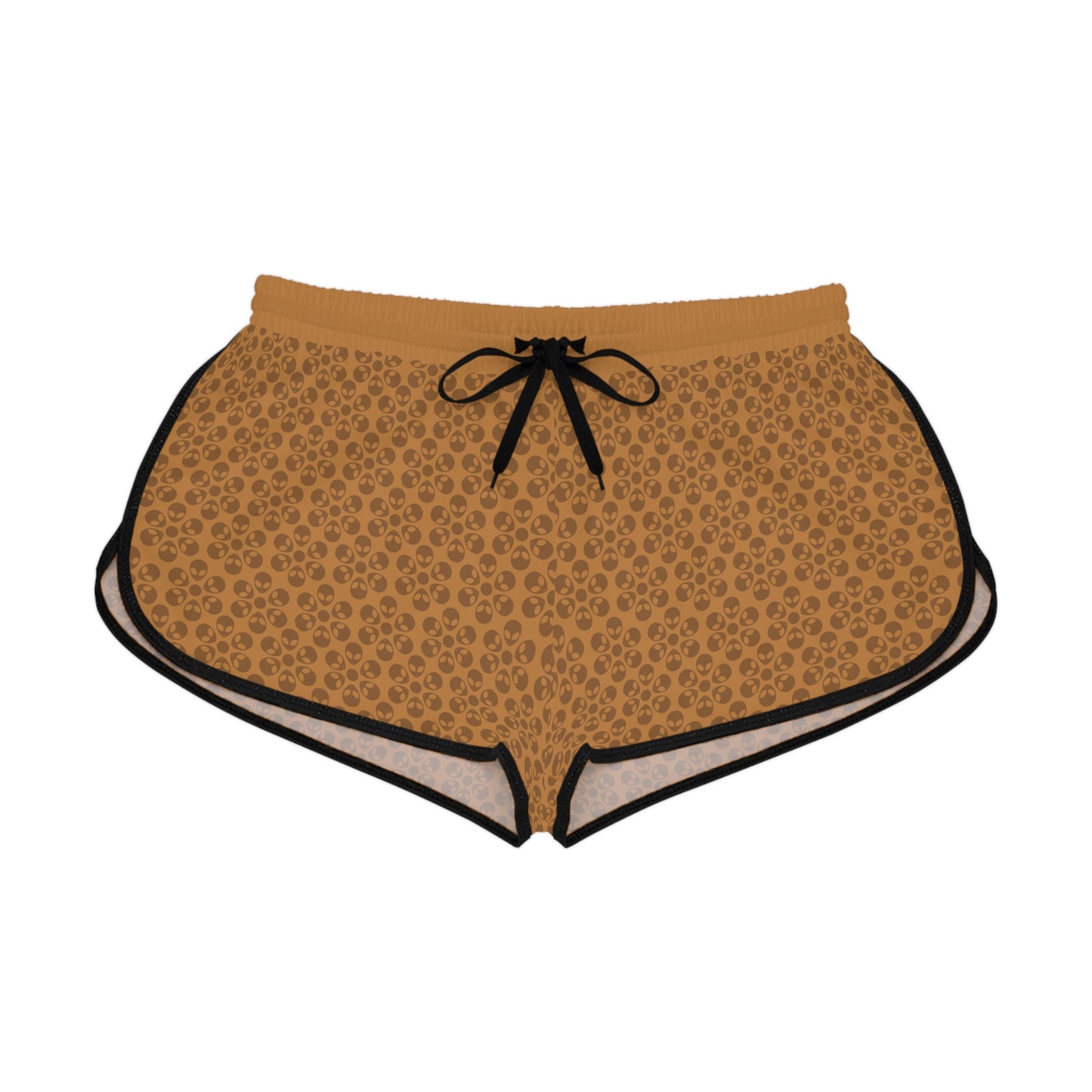 Womens Relaxed Shorts  Alien Flowers Light Brown