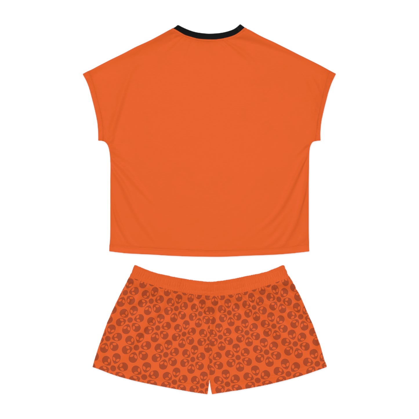 Stylish Womens Pajama Set Cozy Sleepwear AOP Floral Print Perfect for Lounging Gift for Her Summer Nights Relaxation Alien Flowers Orange