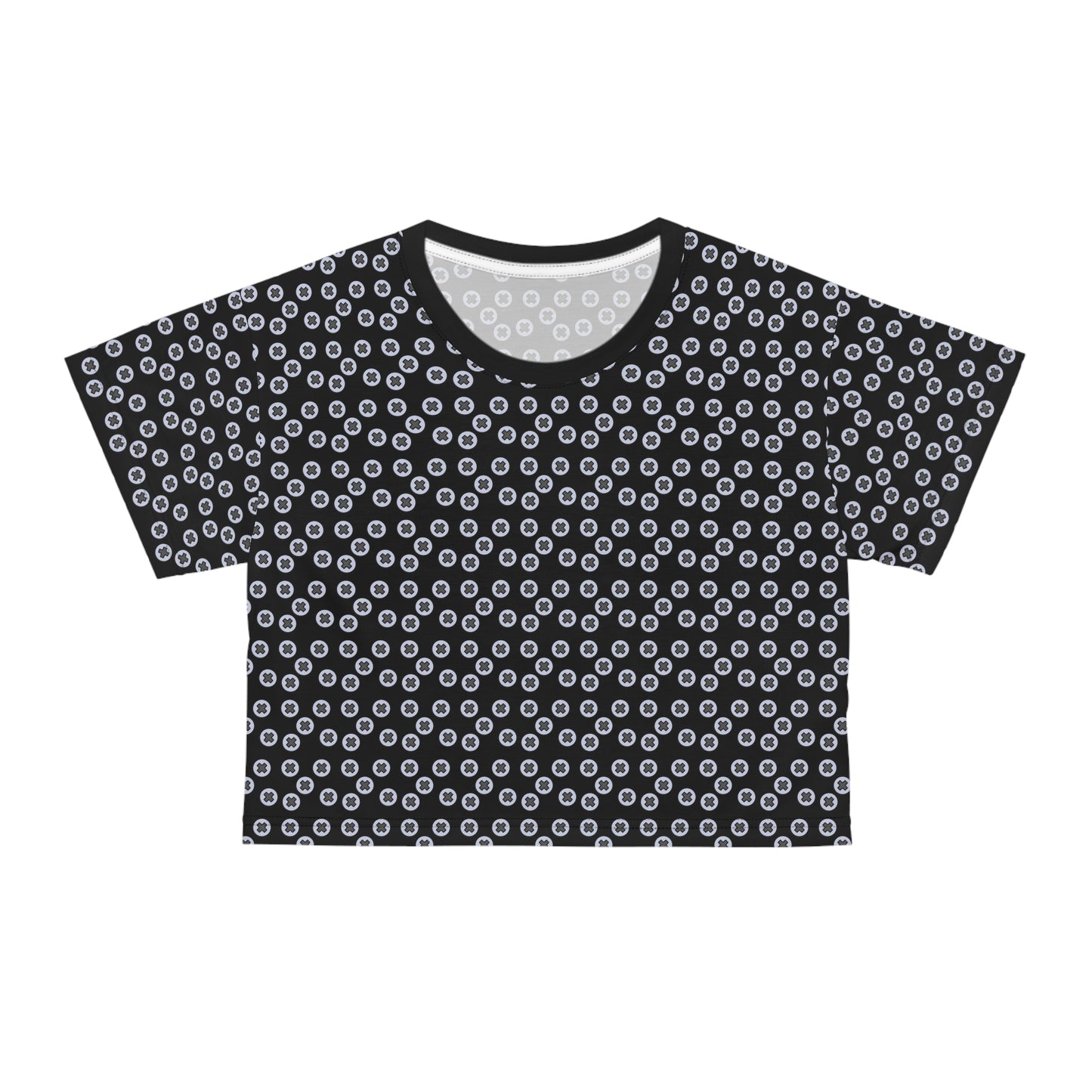 Trendy Floral Crop Tee, Casual Summer Shirt, Boho Style Top, Gift for Her, Festive Occasion Wear - Black