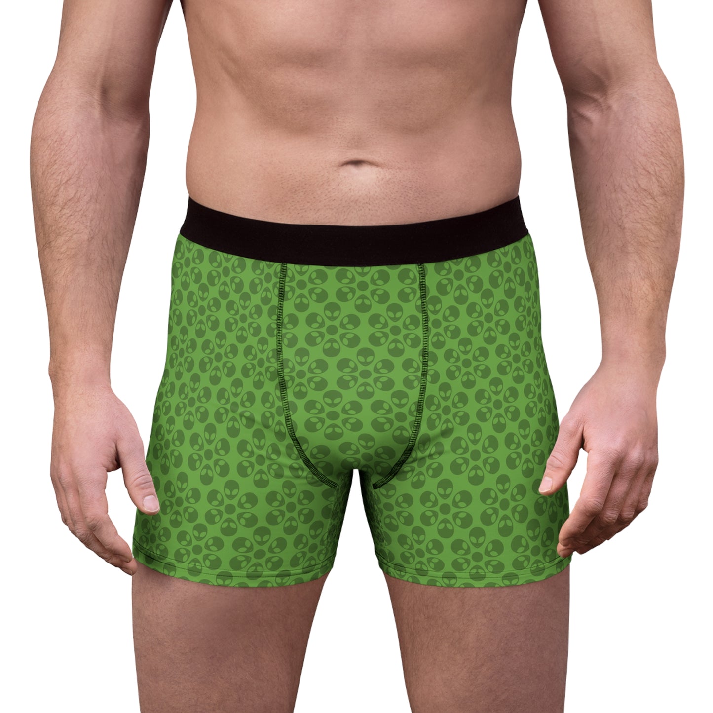 Mens Boxer Briefs  Alien Flowers Green