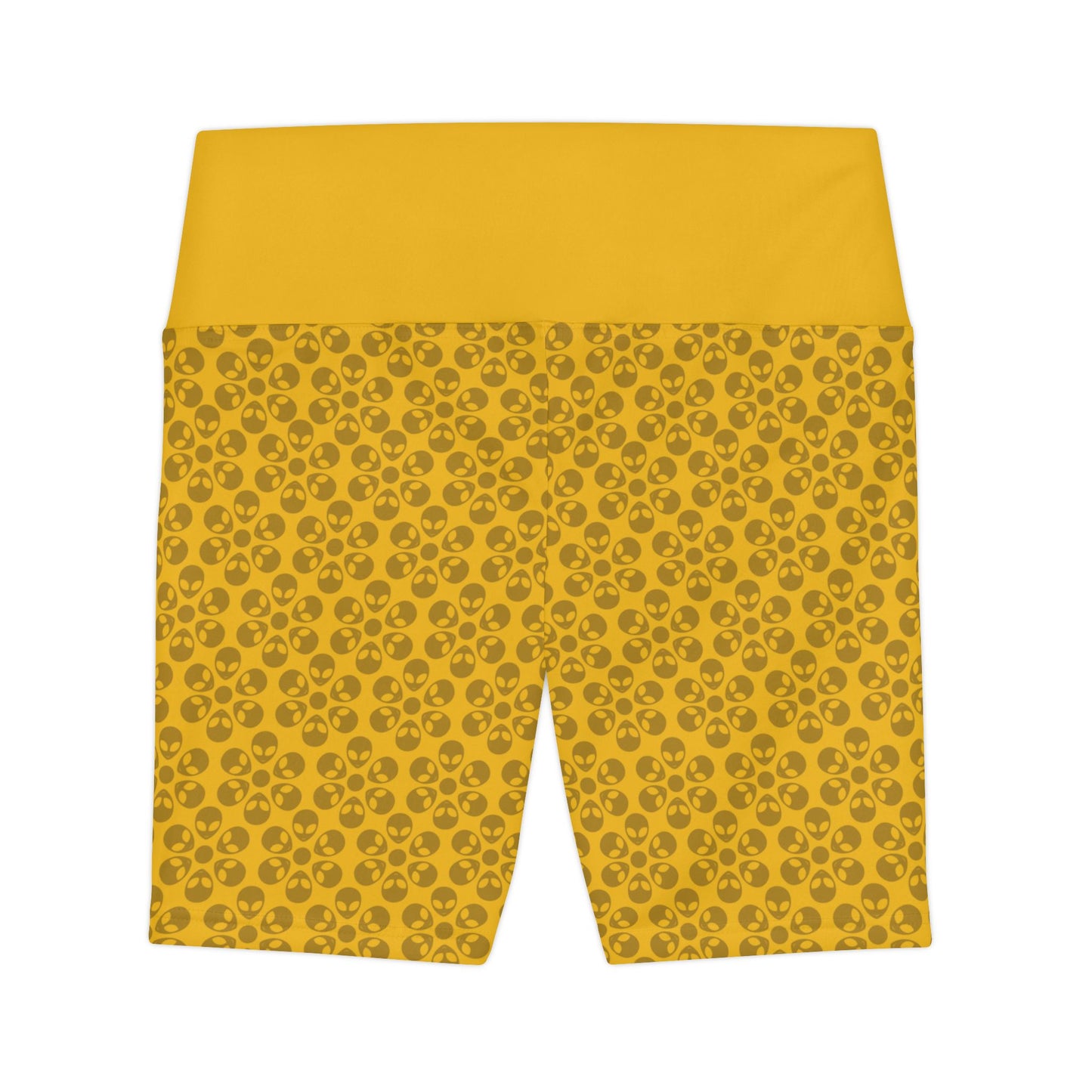Womens Workout Shorts  Alien Flowers Yellow