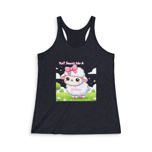 Cute Sheep Graphic Women's Tank, Farm Animal Racerback, Funny Summer Top, Gift for Animal Lovers, Cute Gift Idea