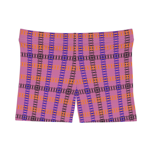 Stylish Womens Shorts Comfortable Fitness Shorts Colorful Loungewear Summer Pajama Shorts Everyday Casual Shorts Train Tracks Light Pink