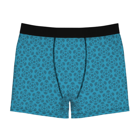 Mens Boxer Briefs  Alien Flowers Turquoise
