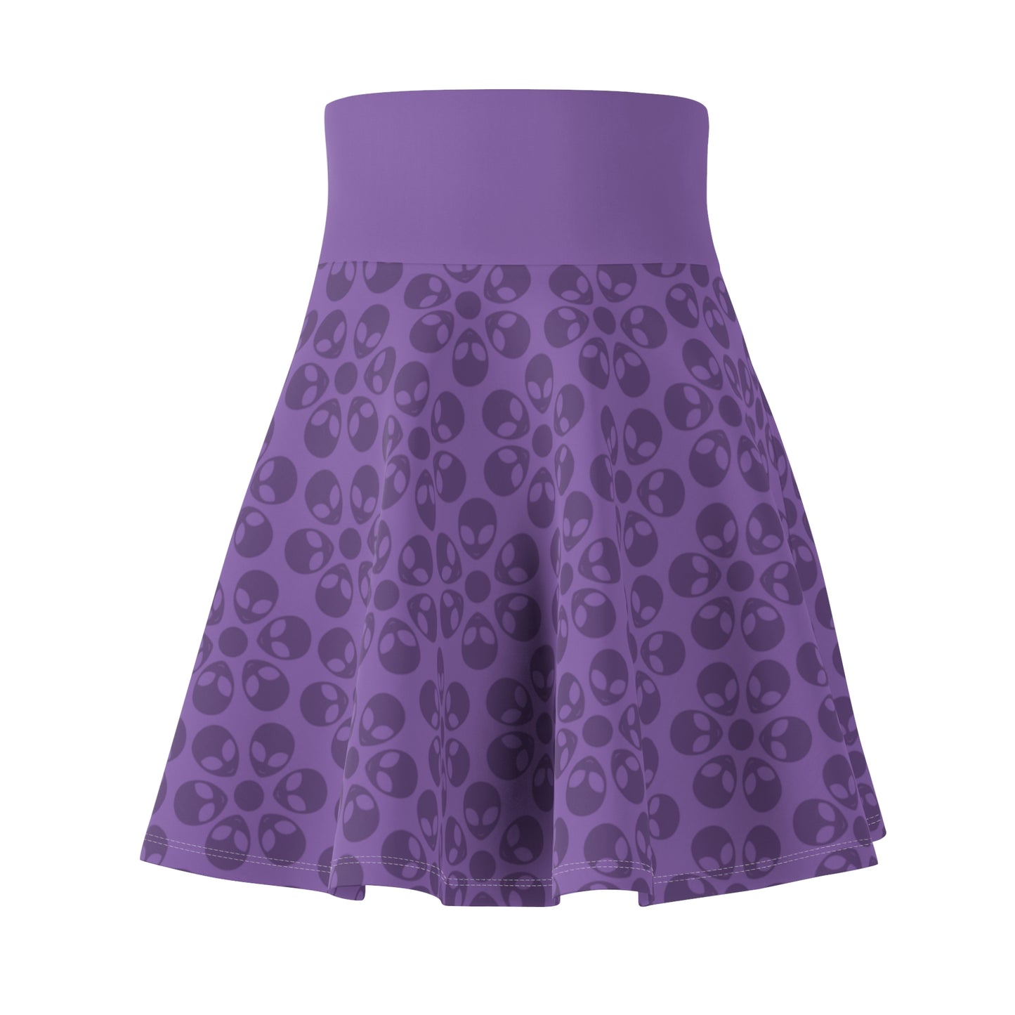 Skull Pattern Womens Skater Skirt Cute AOP Skirt Gothic Summer Wear Festival Outfit Alternative Fashion Alien Flowers Light Purple