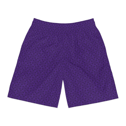 Mens Jogger Shorts  Alien Flowers Purple