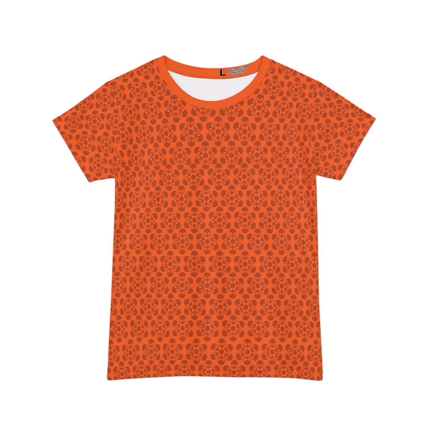 Womens Short Sleeve Shirt Alien Flowers Orange
