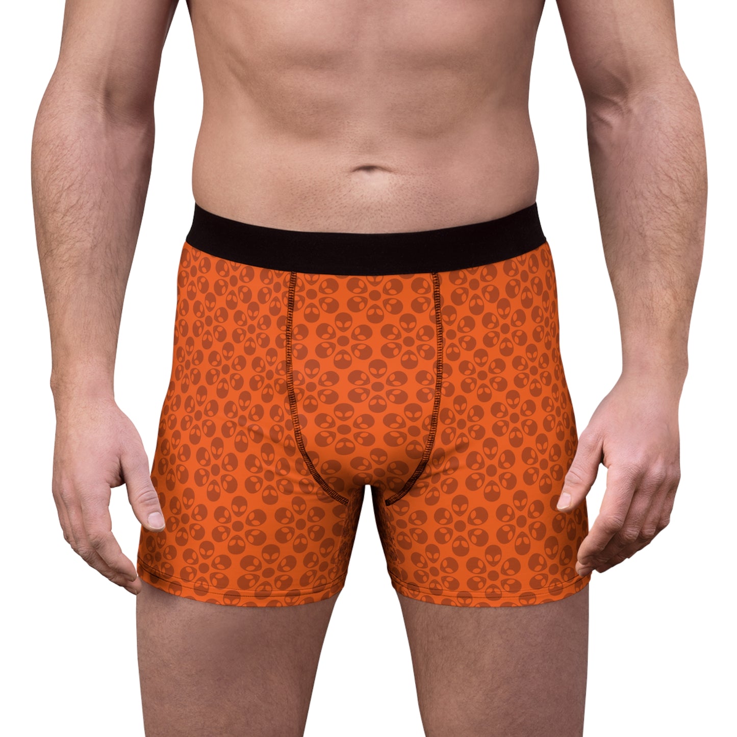 Mens Boxer Briefs  Alien Flowers Orange