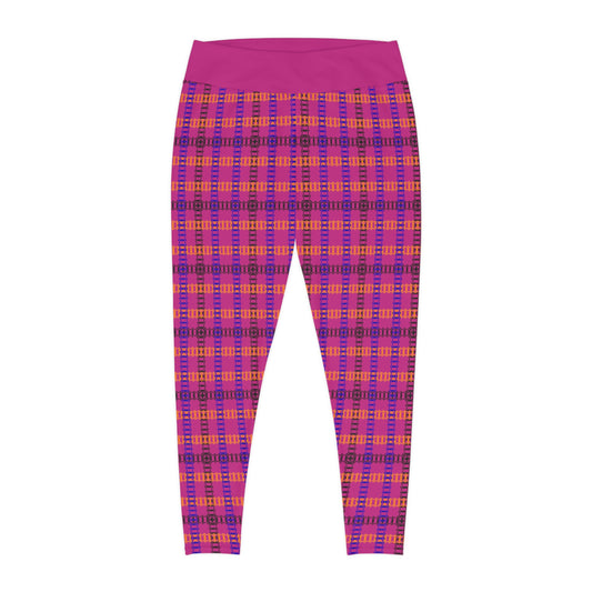 Plus Size Plaid Leggings  Comfortable and Stylish Perfect for Everyday Wear Active Lifestyle Casual Outings Halloween & Fall [...] Train Tracks Pink