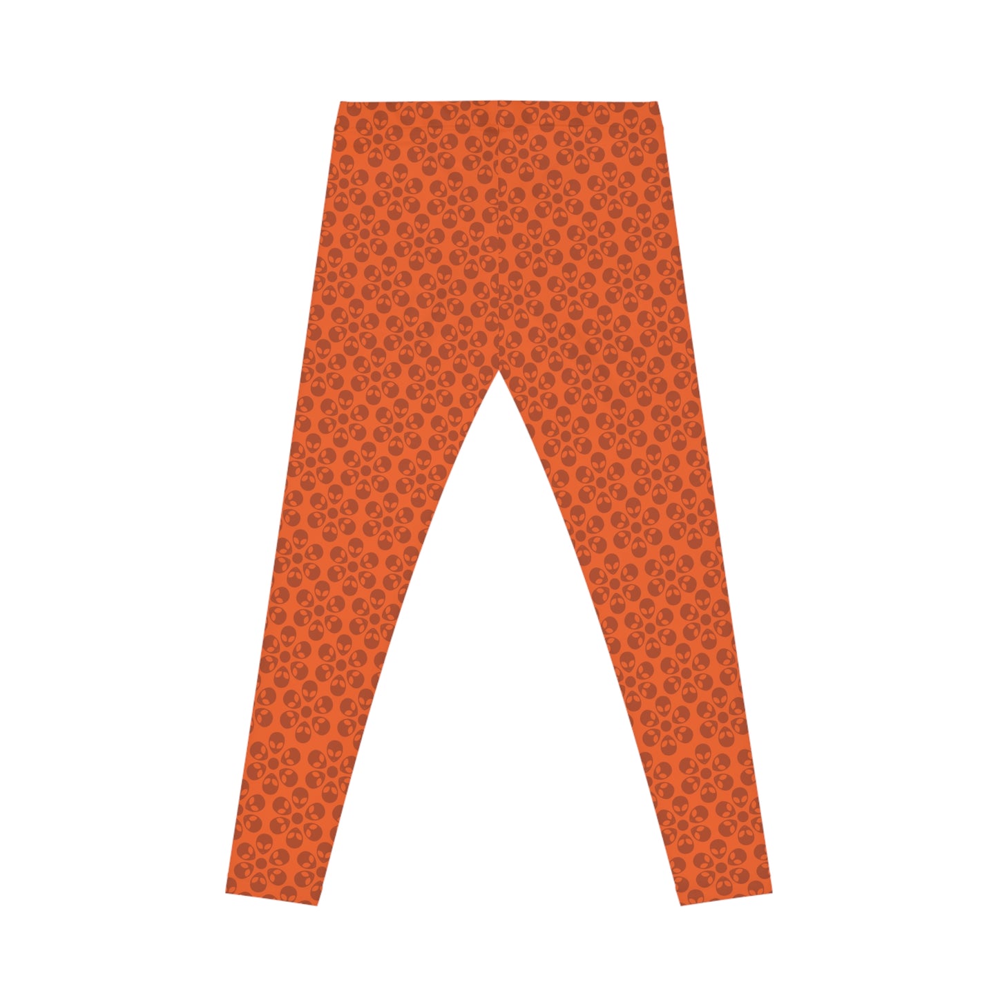 Chic Floral Leggings  Trendy Loungewear for Women Fitness Pants Yoga Wear Stylish Outfits Everyday Comfort Alien Flowers Orange