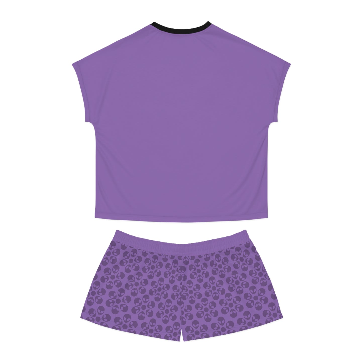 Stylish Womens Pajama Set Cozy Sleepwear AOP Floral Print Perfect for Lounging Gift for Her Summer Nights Relaxation Alien Flowers Light Purple