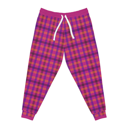 Colorful Plaid Athletic Joggers Comfortable Gym Pants Unisex Loungewear Casual Streetwear Fall Fashion Essentials Activewear Gift Train Tracks Pink