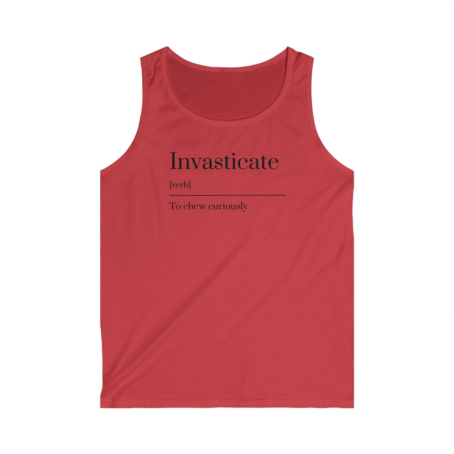 Curious Chewer Tank Top, Men’s Softstyle Tank, Invasticate Definition Shirt, Casual Summer Apparel, Unique Gift for Food Lovers