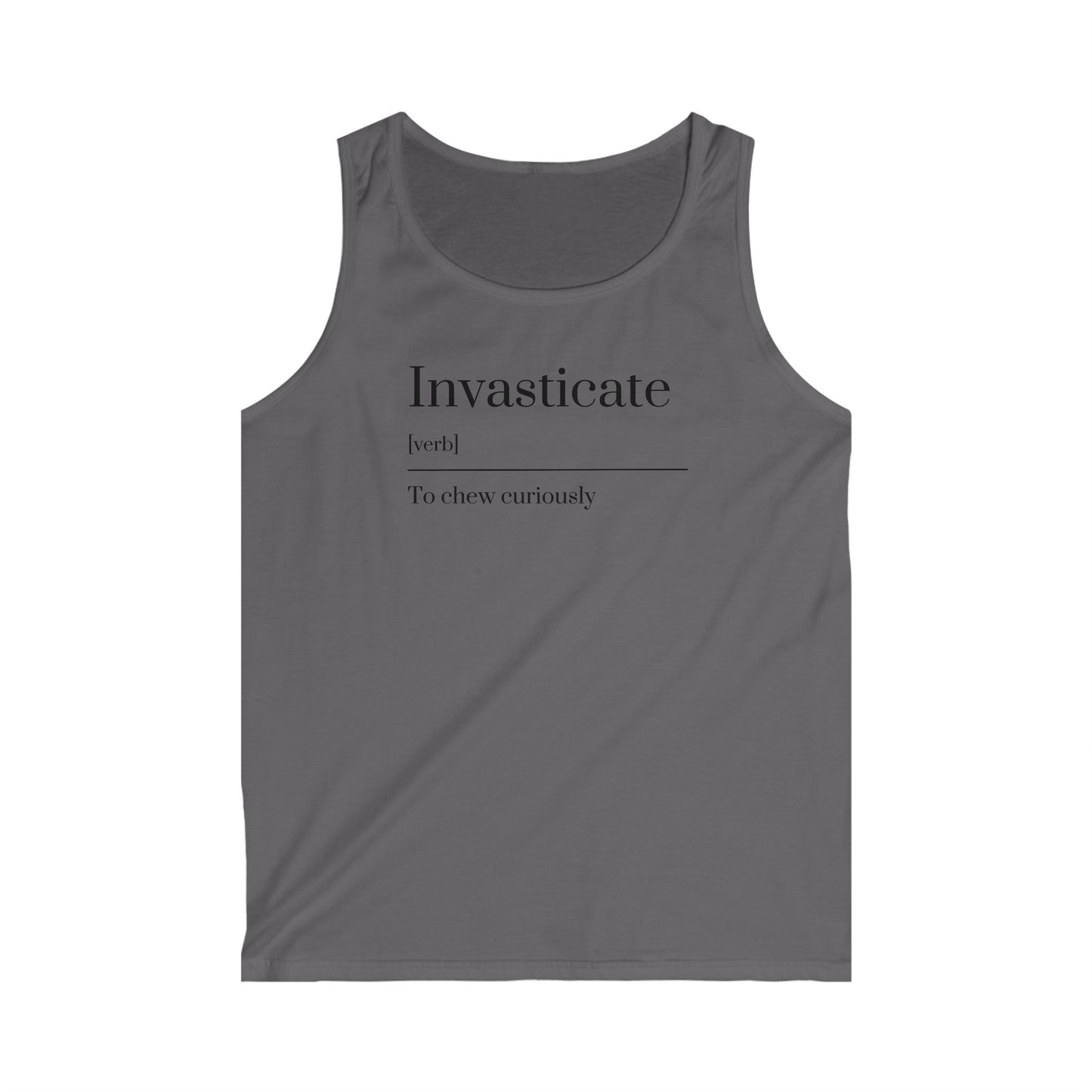 Curious Chewer Tank Top, Men’s Softstyle Tank, Invasticate Definition Shirt, Casual Summer Apparel, Unique Gift for Food Lovers
