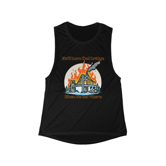 Retro Graphic Women's Flowy Muscle Tank, Casual Summer Top, Vacation Wear, Festival Outfit, Gift for Her, Holiday Apparel