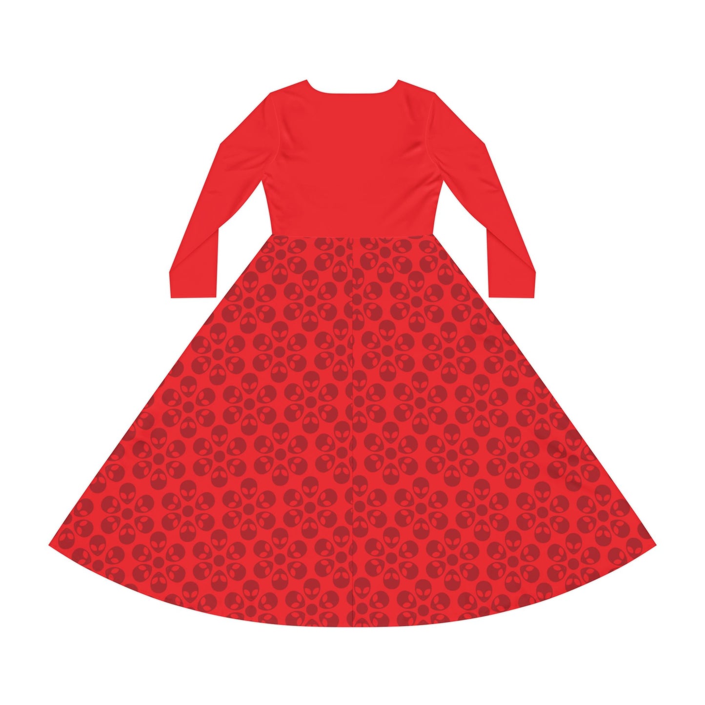 Womens Long Sleeve Dance Dress Alien Flowers Red