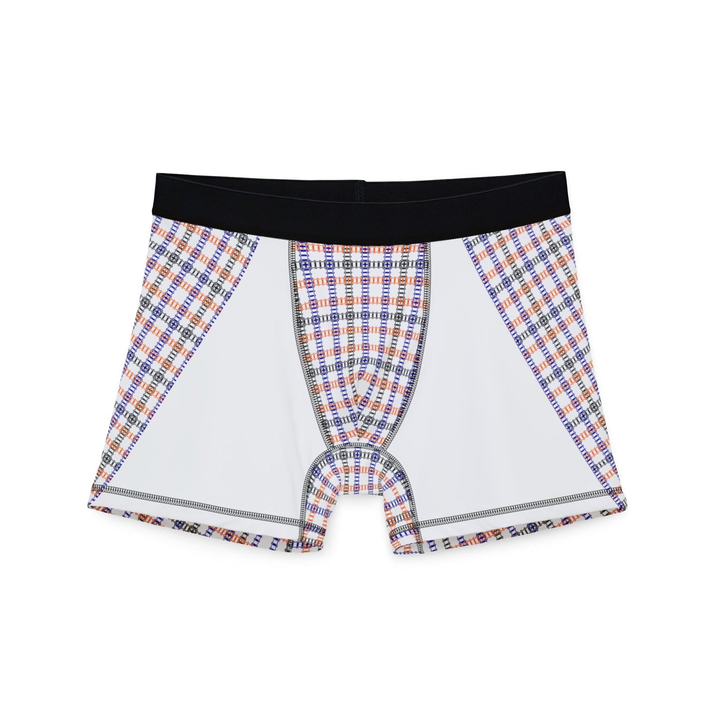 Mens Boxers with Colorful Check Pattern Comfortable Underwear Gift Casual Loungewear Stylish Sleep Shorts Everyday Essentials Train Tracks Pink