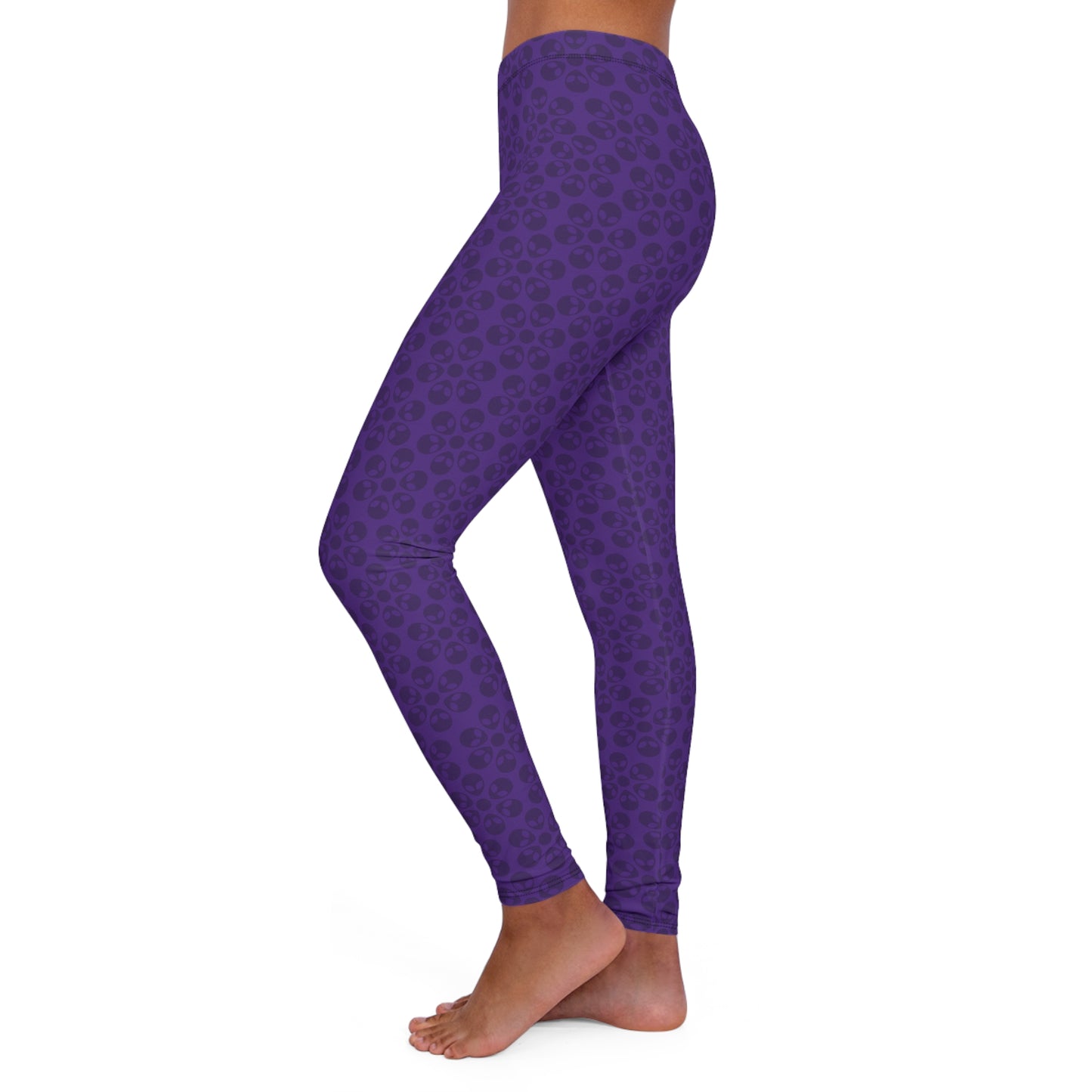 Womens Casual Spandex Leggings  Alien Flowers Purple