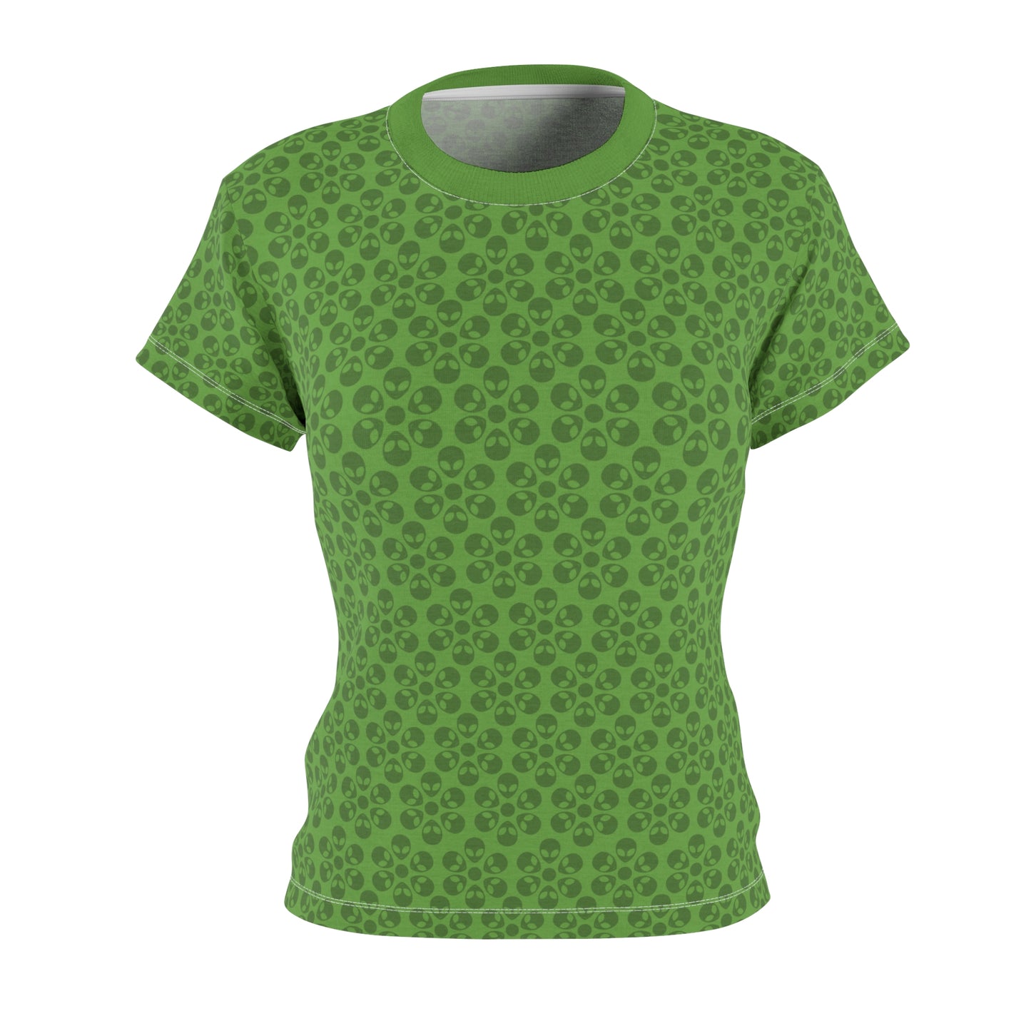 Stylish Womens Floral Tee  Casual Trendy Summer Fashion Gift for Her Short Sleeve Top Alien Flowers Green