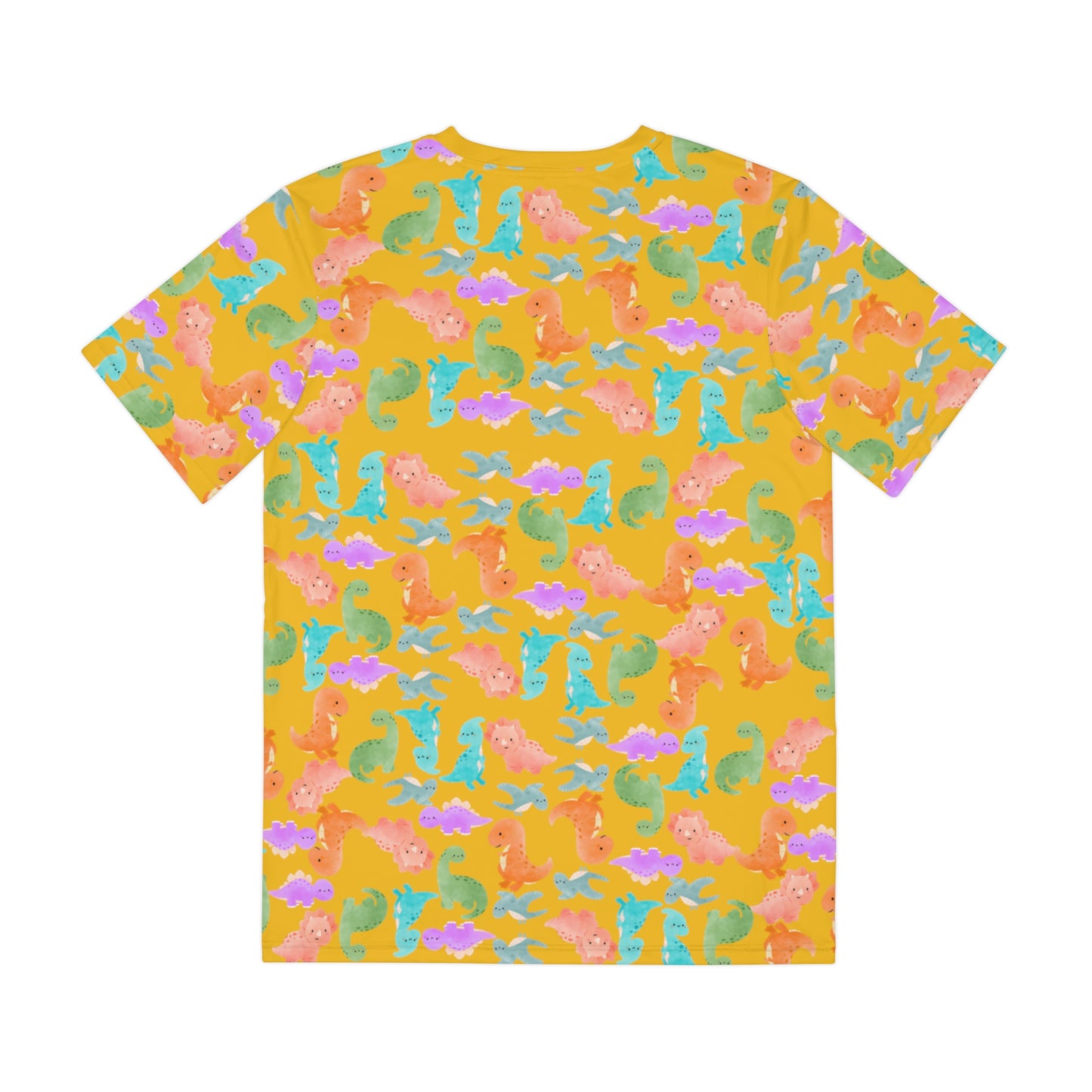 Colorful Dino Tee  Fun Playful Shirt for Ocean Lovers Casual Wear Summer Outfits Beach Activities Gifts for Him Rainbow Dinos Yellow