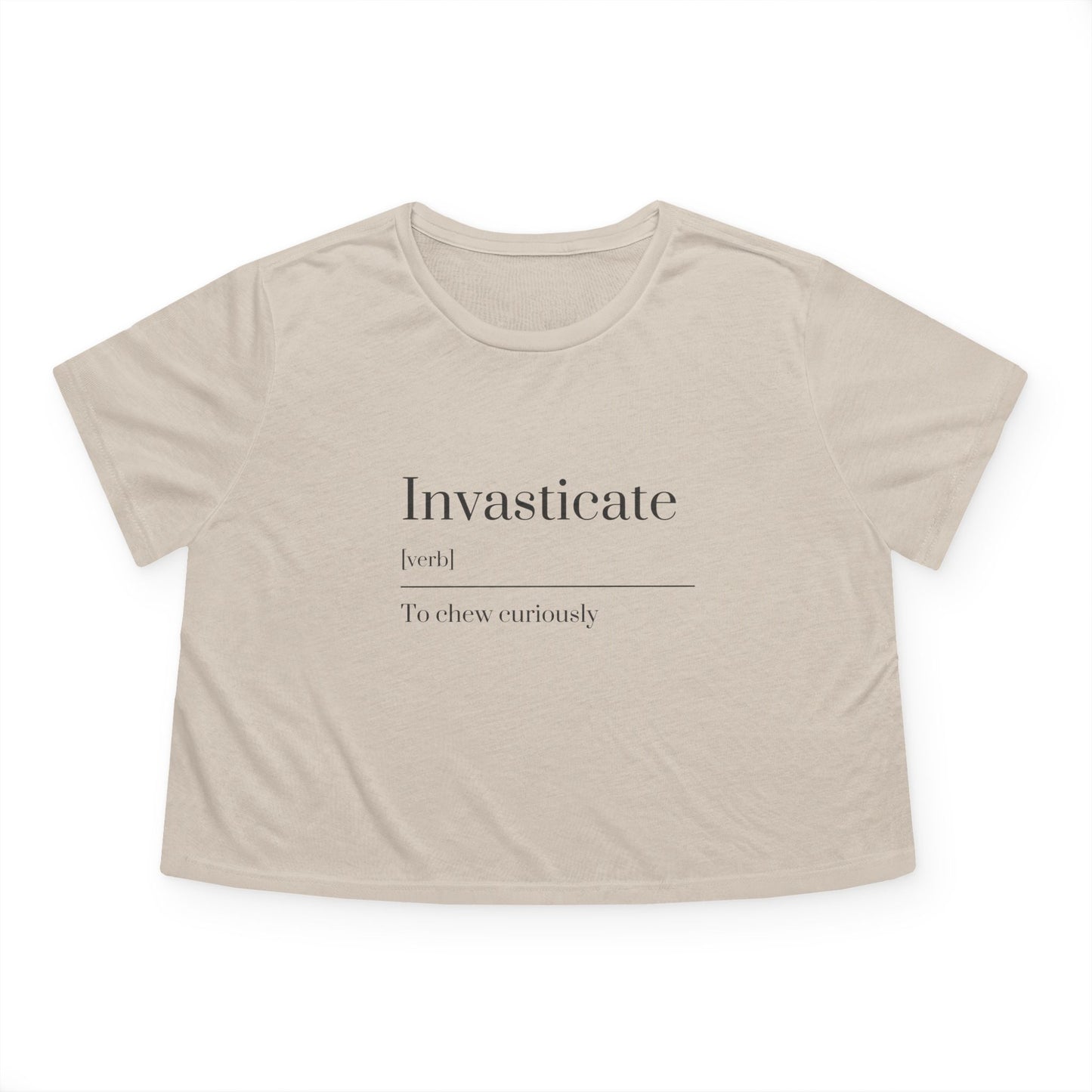 Women's Flowy Cropped Tee with 'Invasticate' Design, Casual T-Shirt, Gift for Language Lovers, Trendy Summer Top, Stylish Graphic Tee