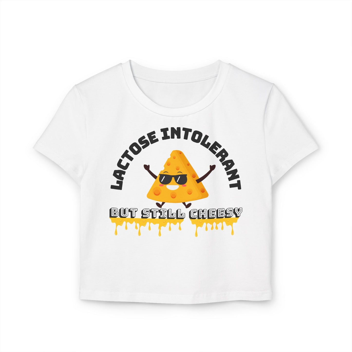 Cheesy Lactose Intolerant Baby Tee, Funny T-Shirt, Gift for Foodies, Cute Casual Wear, Great for Parties, Fun Holiday Top