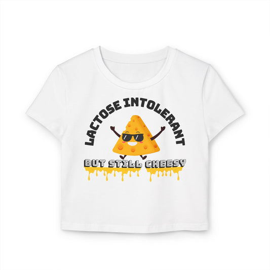 Cheesy Lactose Intolerant Baby Tee, Funny T-Shirt, Gift for Foodies, Cute Casual Wear, Great for Parties, Fun Holiday Top
