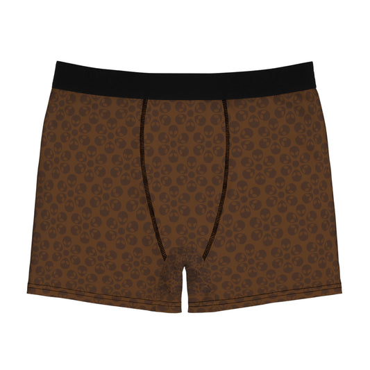 Mens Boxer Briefs  Alien Flowers Brown