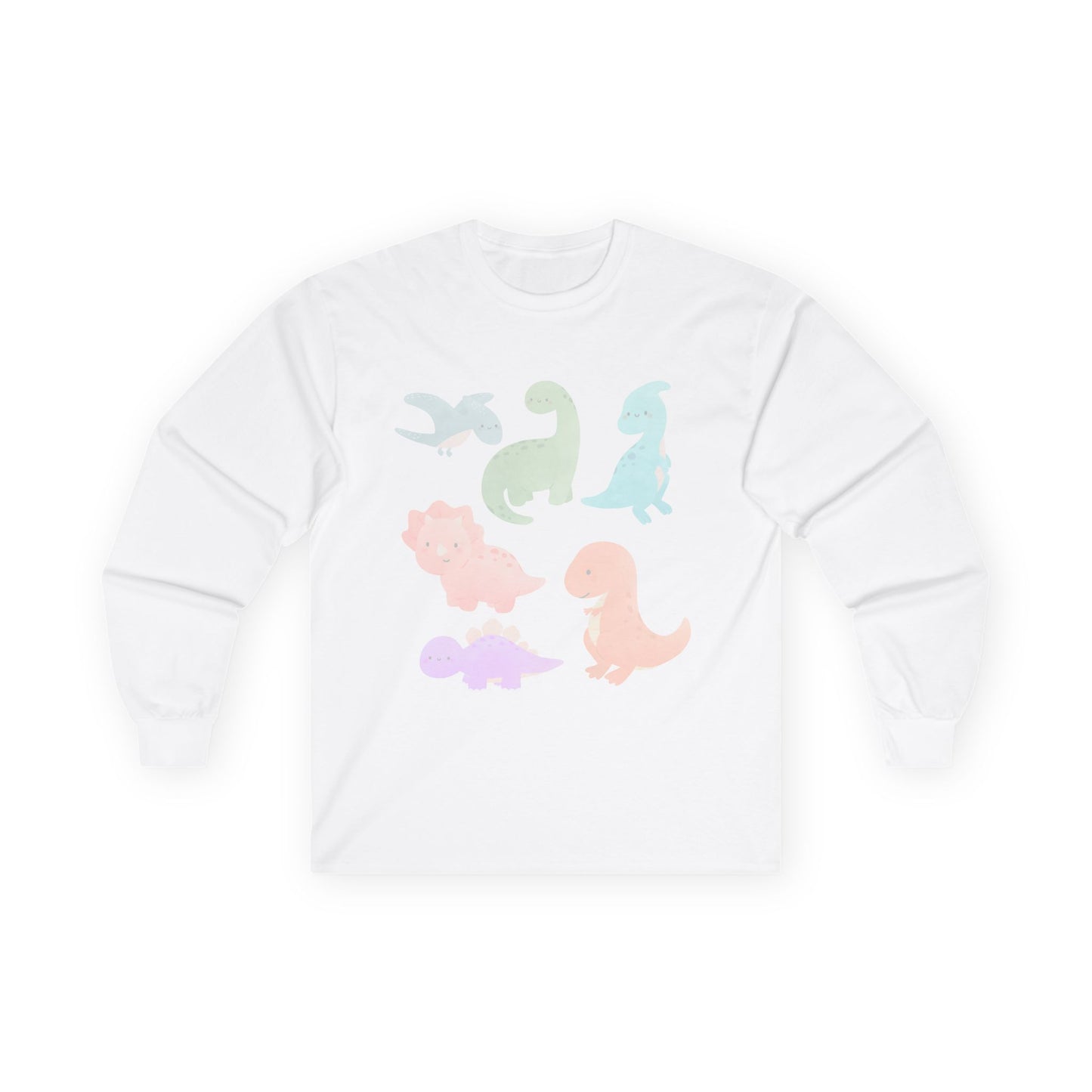 Cute Dinosaur Long Sleeve Tee, Unisex Dino Shirt, Kids and Teens Gift, Fun Casual Wear, Ideal for Birthdays, Holidays, and Everyday