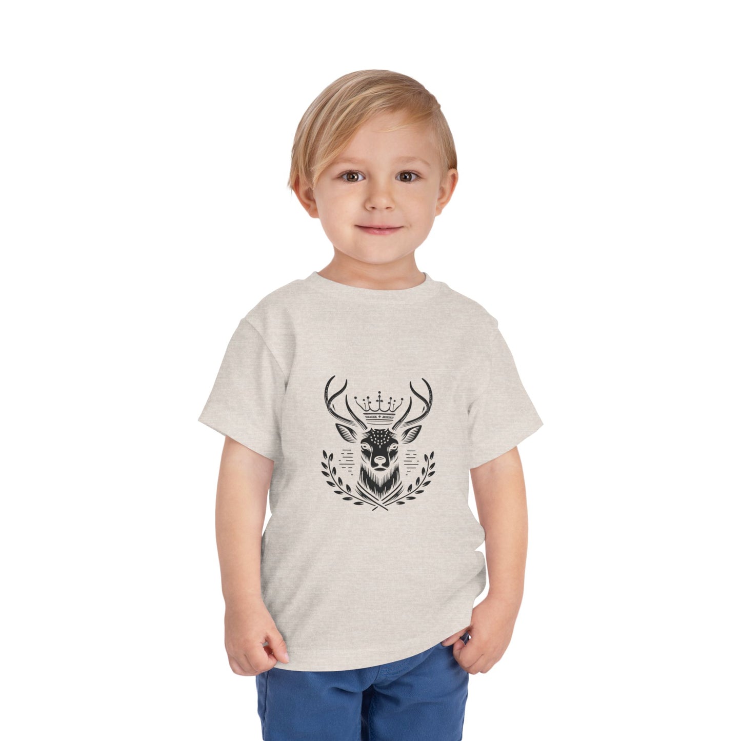 Royal Deer Toddler Short Sleeve Tee - Cute Animal Graphic Tee for Kids - Oh Deer Lord