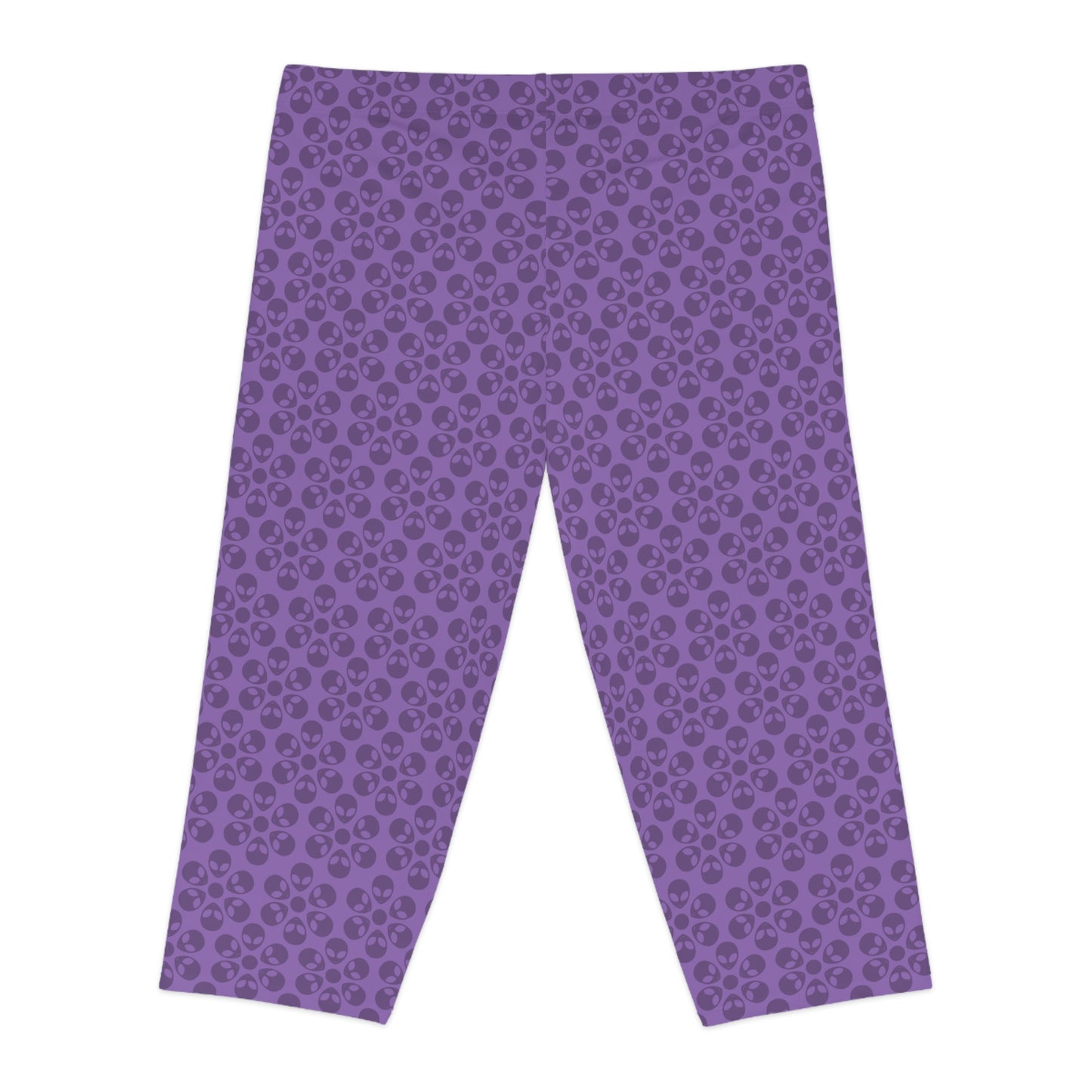 Womens Capri Leggings Alien Flowers Light Purple