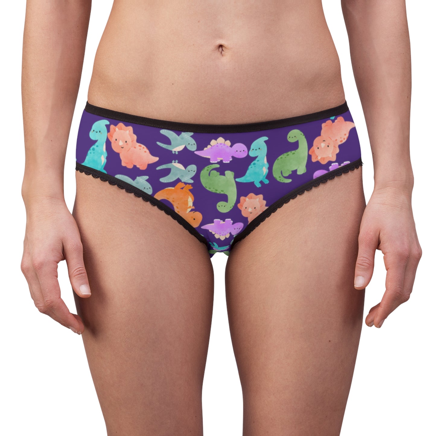 Colorful Womens Briefs with Fun Animal Patterns Cute Underwear AOP Lingerie Gifts for Her Comfortable Daily Wear Rainbow Dinos Purple