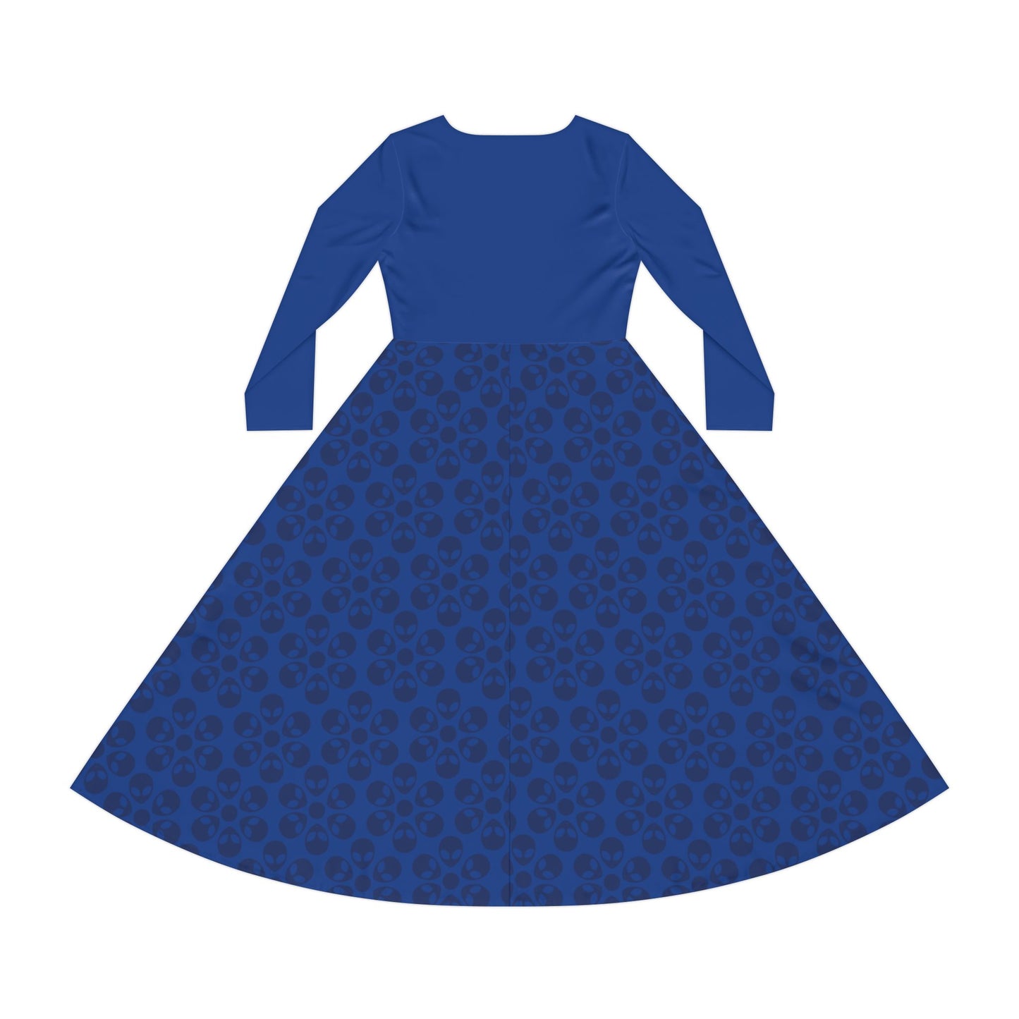 Womens Long Sleeve Dance Dress Alien Flowers Dark Blue