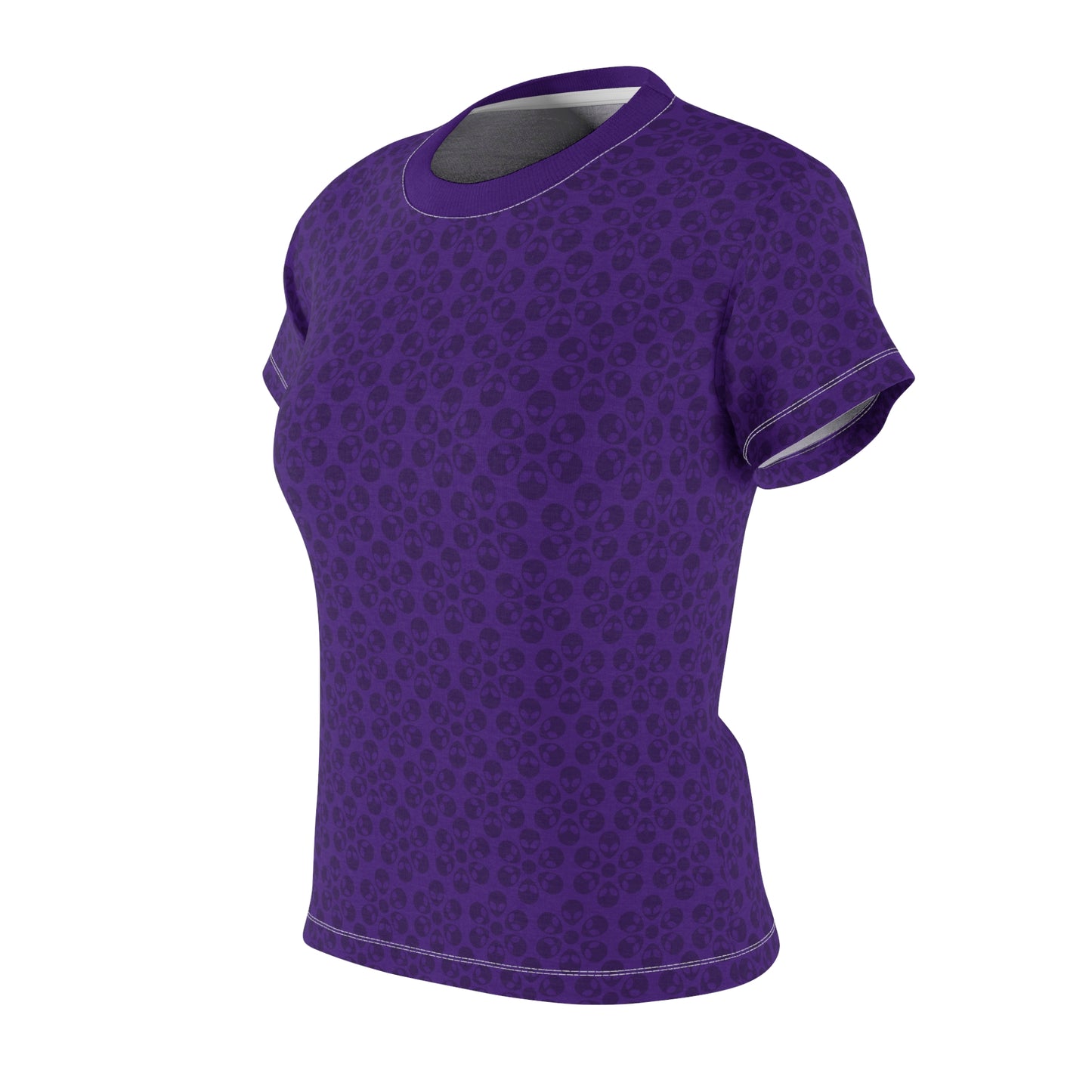 Stylish Womens Floral Tee  Casual Trendy Summer Fashion Gift for Her Short Sleeve Top Alien Flowers Purple